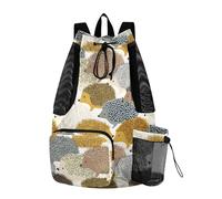 Yoogain Cartoon Hedgehog Cute Colorful Drawstring Backpack For Swim Sports Bag With Pockets Athletic Cinch Sack Wet and Dry Separation