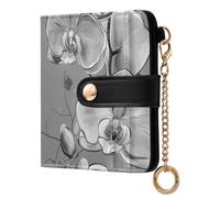 Yoogain Cartoon Orchid Grey Floral Flower Ladies Premium Foldable Wallet Waterproof PU Leather Card Wallet for Women Boys Girls