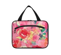 Yoogain Cartoon Rose Hot Pink hanging kits for men with hook, designer unisex cosmetic organizer for accessories must haves backpacking porta cosmeticos mujer para cartera L, cartoon Rose, Hot Pink, L