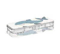Yoogain Cartoon Shark Blue Plastic Pencil Box Clear Double Deck Pens Case Hard Boxes For Stationery Supplies With Snap-Tight Lid