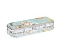 Yoogain Cat Chasing A Colorful Butterfly Plastic Pencil Box Clear Double Layer Boxes Pens Case For School With Snap-Tight Lid
