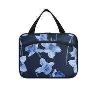 Yoogain Chic Daffodil Royal Blue hanging medicine bag for traveling with hook, designer fashion cosmetic organizer for travel accessories for women vacation bolsas para maquillaje de mujer L, chic