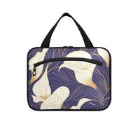Yoogain Chic Purple Calla Lily Vintage hanging large make up bag with hook, designer chic bag with compartments for men gym bolso de maquillaje para mujer L, chic purple Calla lily vintage, L