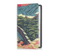 Yoogain Chinese Architecture in Great Wall Pu Leather Car Registration and Insurance Holder Glove Box Organize Wallet Accessories Case for Essential Document, Driver License, Cards