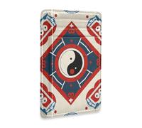 Yoogain Chinese Culture Bagua Pattern leather mens small wallet ultra slim With ID Window RFID Blocking small credit card wallet for men&women