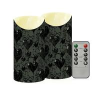 Yoogain Christmas Flameless Candles with Timer 2/4/6/8H Timer Flameless Candles for Bedroom Gothic Dark Green Web Hearts