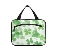 Yoogain Clover St Leaf Green hanging travel make up bags with hook, designer washable shaving kit bag for men for travel must traveling bolsas para maquillaje L, clover St leaf green, L