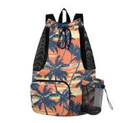 Yoogain Coconut Sunset Hawaii Style Hiking Drawstring Backpack Camp Bag With Inside Pockets String Bag Wet and Dry Separation
