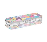 Yoogain Colorful Cartoon Stars Are Fashion Plastic Pencil Box Clear Double Layer Pens Storage Case For Craft Art With Snap Lid