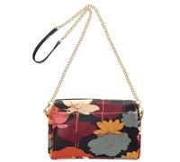Yoogain Colorful Water-lilies Flower Leaves Crossbody Small Bag For Women Vegan Leather Everyday Purses Waterproof Shoulder Crossover Bag