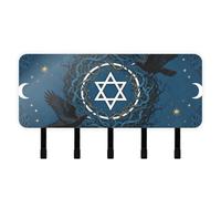 Yoogain Crow Card Tarot Key Holder Wall Mount with Mail Organizer & 5 Hook Self-Adhesive Hanging Wall Decorations Wall Hook for Doorway