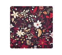 Yoogain Customizable Christmas Floral Pattern BurgundyCosmetic Bag Cloth Magic Self-Adhesive Make Up Organizers Wrap 21.7 X 21.7 Wrapper Organizer Bags For Women, christmas floral pattern burgundy,