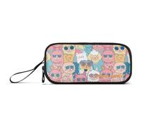 Yoogain customizable Cute Alpacas Cute Doodle Art Nylon School Supply Pencil Bag Big Capacity Mesh Pen Pencil Case School Stationery for Office Teacher