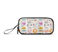 Yoogain customizable Doodle Cartoon Animals Nylon Girls Pencil Bag Large Capacity Pencil Case With Compartments School Stationery for Middle School Adolescents