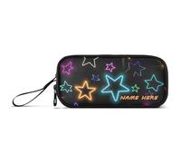 Yoogain customizable Neon Stars Nylon School Pencil Bags Large Capacity Zipper Pencil Case Stationery Bag for College Teen Girls