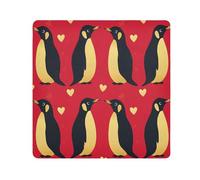 Yoogain Customizable Penguin Gold Red Valentine's DayMake Up Bag Camera Lens Cloth Magic Cosmetic Travel Bag Organizer Wrap 21.7 X 21.7 Wrapper Organizer Bags For Women, penguin gold red Valentine's