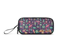 Yoogain customizable Ufo Aliens Rockets Cartoon Purple Nylon Large Pencil Bag For Boys Big Capacity Zip Pencil Case School Stationery for High School Adolescents