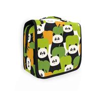 Yoogain Cute Panda fruit Terry Runyan Style toiletry bag travel with hanging hook Zipper cosmetic bag with Compartments & Handle