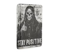 Yoogain Death God Skull leather mens front pocket wallet slim with money clip RFID Blocking credit card holder for men&women