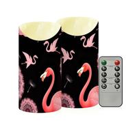 Yoogain Decorative Flameless Candles with Timer 2/4/6/8H Unscented Wax Battery Candles for Garden Outdoor Flower Dandelion Tropical Pink Flamingo