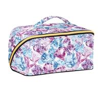 Yoogain Diamonds Sweet Makeup Bag with dividers Portable Large Make Up Bag Vertical Free-Standing