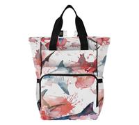 Yoogain diaper backpack Watercolor Ocean Animal Shark Pearl Red and White