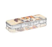 Yoogain Dog Digging Bones Pencil Storage Box Clear 2 Layer Pens Cases For Stationery Supplies With Snap-Tight Lid