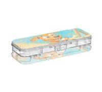 Yoogain Dog Digging for Bones Clear Pencil Box Plastic Double-Deck Pens Case Transparent Hard For Craft Art With Snap Lid