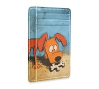 Yoogain Dog Digging for Bones leather womens slim wallet with money clip RFID Blocking card clip for Men and Women