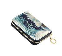 Yoogain Elegant Arctic Fox leather card holder wallet for women With 2 cash slot RFID Blocking card holder men with zipper