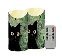 Yoogain Fake Candles LED with Timer 2/4/6/8H Remote Timer Wax Fake Candles for Valentine’s Day Green Cat Eyes