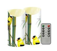 Yoogain Flameless Candles with Timer 2/4/6/8H Remote Control LED Fake Candles for Christmas Yellow Birds bamboos 3D