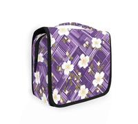 Yoogain Flower Candy Violet White travel toiletry kit with hanging hook Large kit bag Vertical Free-Standing