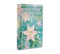 Yoogain flower Glittering Shining leather slim wallet With Cash Slot RFID Blocking credit card case for men&women