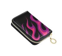 Yoogain Flowing Fire Giraffe Berry Red leather card holder wallet With 9 cards slot RFID Blocking card holder for men with zipper