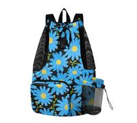 Yoogain Fluorescent Blue Daisies Art Deco Drawstring Gym Bags For Men Women Sports Bag With Inside Pockets String Swim Bag Wet and Dry Separation