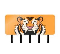 Yoogain Funny laughingTiger Wall Key Holder with Mail Organizer & 5 Hook Self-Adhesive Hanging Home Decor Wall Hook for Living Room
