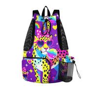 Yoogain Funny Leopard Glasses Blowing Bubble Gum Drawstring Gym Bags Gym Swim Bag With Pockets String Back Bag Dry Wet Separation