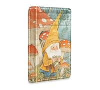 Yoogain Gnome Hiding Among The Mushrooms leather womens wallet slim with money clip RFID Blocking small wallet for cards for Men and Women