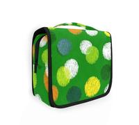Yoogain Grass Green Polka Dots mens travel bag toiletry with hanging hook Essentials skincare bag with Compartments & Handle