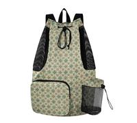 Yoogain Green Floral Botanical Drawstring Beach Backpack Sports Gym Bag With Pockets Cinch Sacks Dry Wet Separation