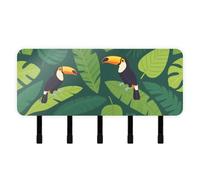 Yoogain Green-leafed Toucan Keys Holder on Wall with Mail Organizer & 5 Hook Self-Adhesive Hanging Home Improvement Decorative Wall Hook for Entryway
