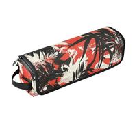 Yoogain Hair Tools Travel Bag with Iron Mat Removable Hair Styling Accessories Organizer for Curling Iron Straightener Flat Hair Dryer, Graffiti Art Black Red Tropical Leaves Portable Organizer