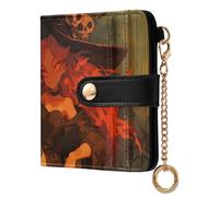 Yoogain Halloween Witch Bathtub Women's Folding Wallet Portable PU Leather Card Wallet for Men Women Travel