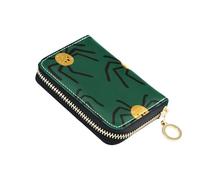Yoogain Happy Halloween Spider Green leather card wallet for women with Cion Purse RFID Blocking womens card holder with zipper