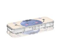 Yoogain Hello Cartoon Cute Blue Blueberry Plastic Pencil Box Double-Deck Boxes Pens Case For Kids With Snap-Tight Lid