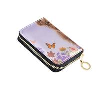 Yoogain Hello Fall Autumn Cow Pumpkin Flower leather wallet card holder women with Cion Purse RFID Blocking card holders with zipper