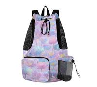 Yoogain Indian Water Lily Neon Purple Drawstring Backpacks Pool Bag With Inside Pockets String Bookbag Wet and Dry Separation
