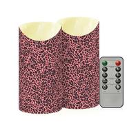Yoogain Indoor Flameless Candles with Timer 2/4/6/8H Unscented Wax Battery Candles for Church Leopard Skin Print Black Peach