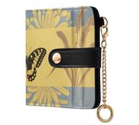 Yoogain Japanese Yellow Butterfly Ladies Lightweight Foldable Wallet Cute PU Leather Wallet With Card Slots for Girls Women Ladies